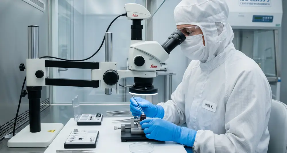 Modular cleanroom wall panels installed in a precision instruments manufacturing facility